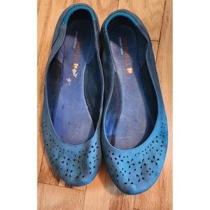 Merrell Tahoe Ballet Flats Leather Comfort Shoes Blue Laser Cutout‎ 9.5